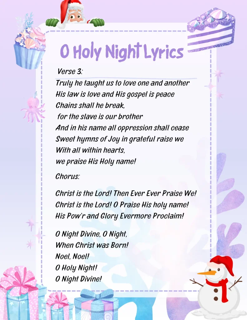 O holy night lyrics verse 3