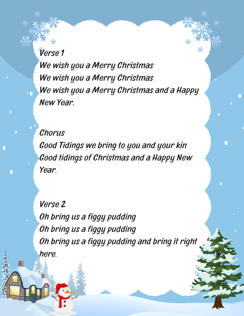 We wish you a merry Christmas lyrics page 1