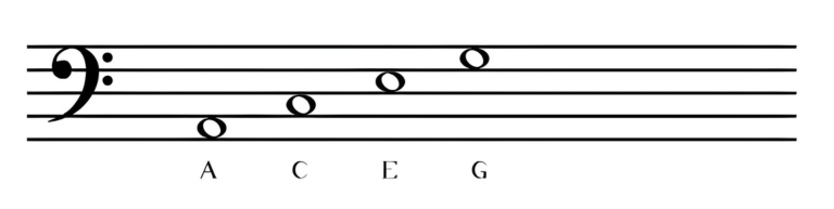 Bass clef space piano notes