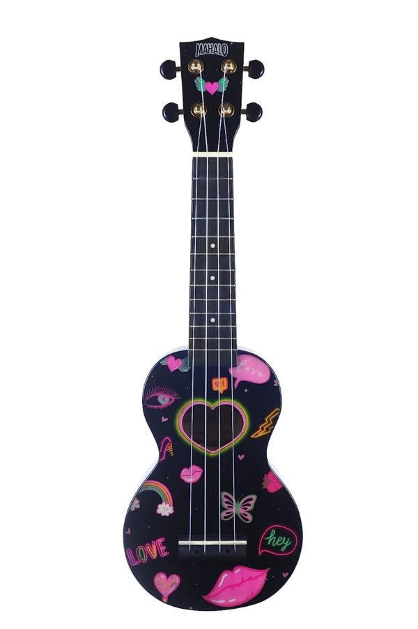 Mahalo Art II Series Soprano Ukulele Heart Black