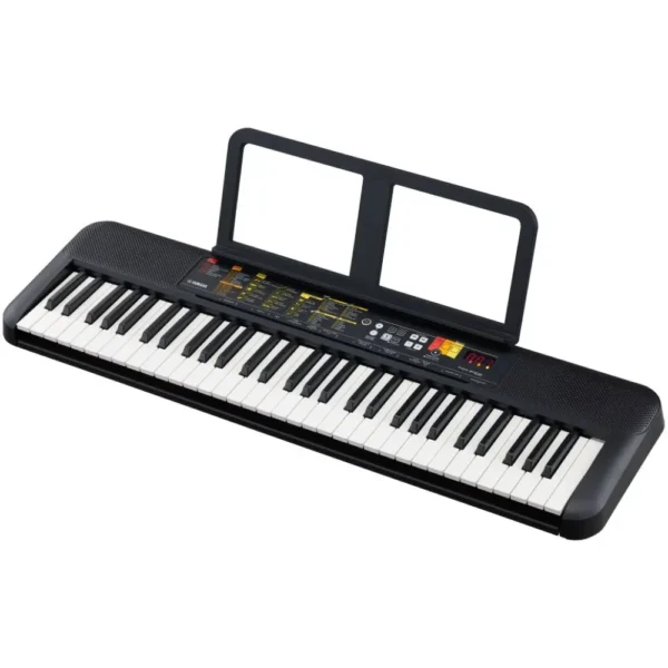 Yamaha PSR F52 portable keyboard Top Side View with book stand