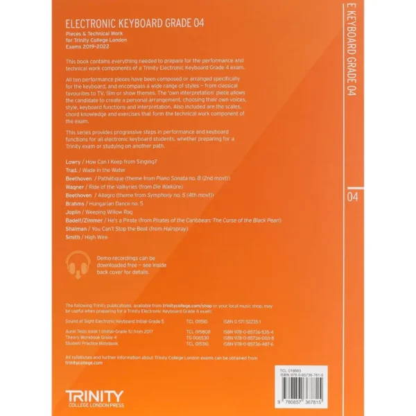 Trinity College London Electronic Keyboard Exam Pieces & Technical Work 2019 – 2022:  Grade 4 - Image 2