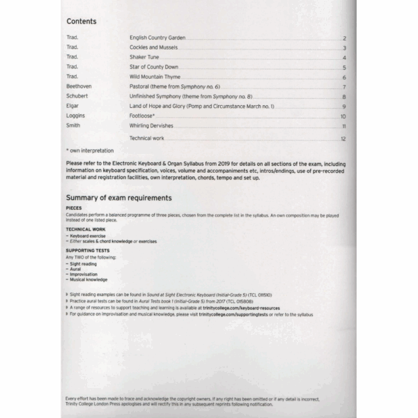 Trinity College London Electronic Keyboard Exam Pieces & Technical Work 2019 – 2022:  Grade 1 - Image 3
